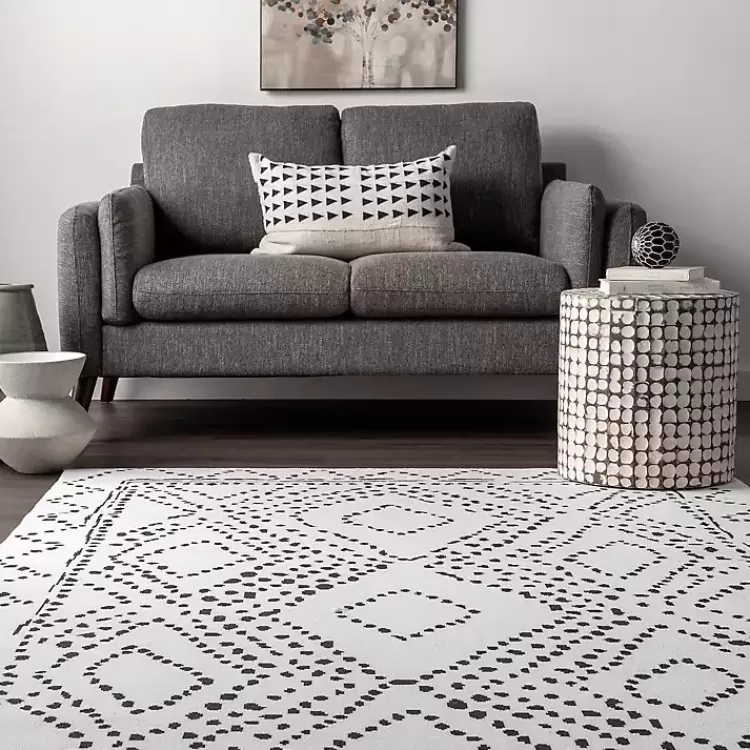 ivory_and_black_diamond_washable_area_rug_x_2.webp Ivory and Black Diamond Washable Area Rug, 4x6>Kirklands Home Hot