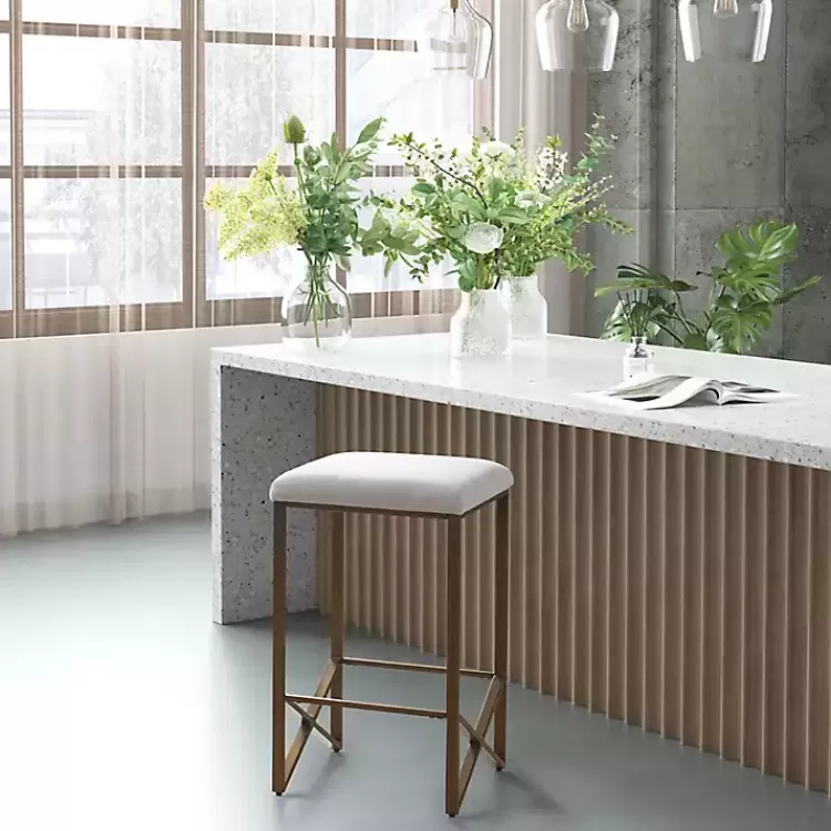 Ivory and Gold Backless Counter Stool>Kirklands Home Cheap