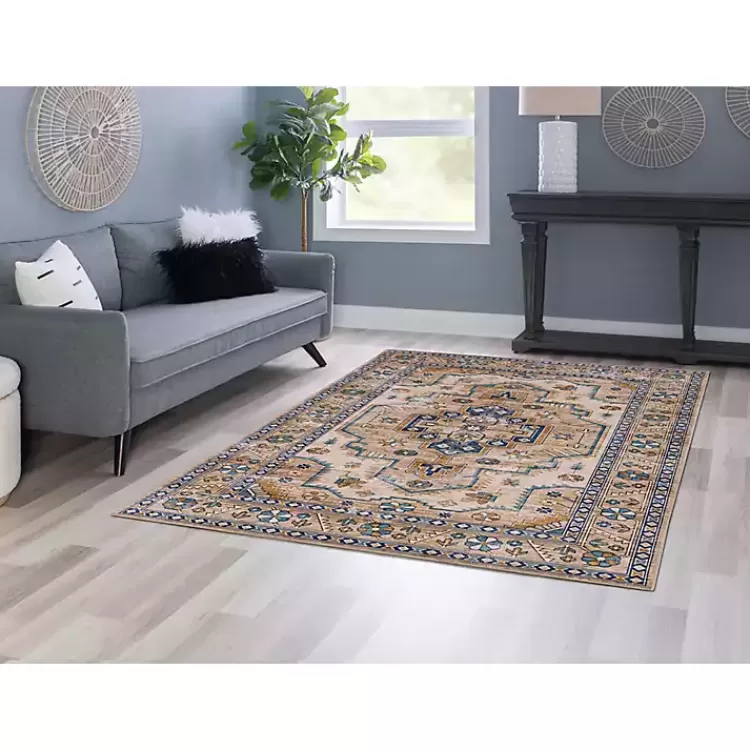 Ivory and Gold Julian Washable Area Rug, 5x7>Kirklands Home Cheap
