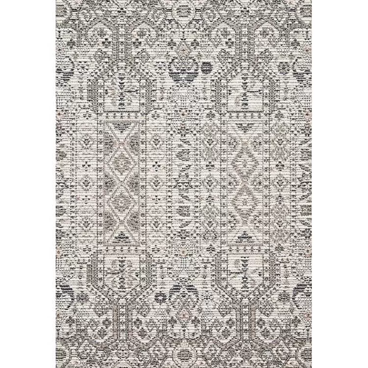 Ivory and Gray Column Outdoor Area Rug, 5x7>Kirklands Home Sale