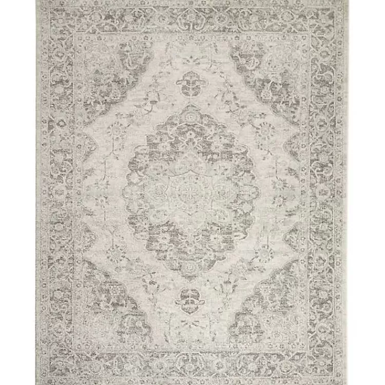 Ivory and Gray Oushak Medallion Area Rug, 8x10>Kirklands Home Outlet