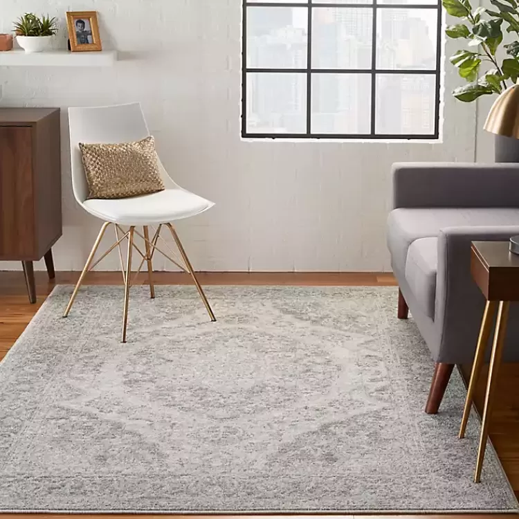 Ivory and Gray Oushak Medallion Area Rug, 5x7>Kirklands Home Online