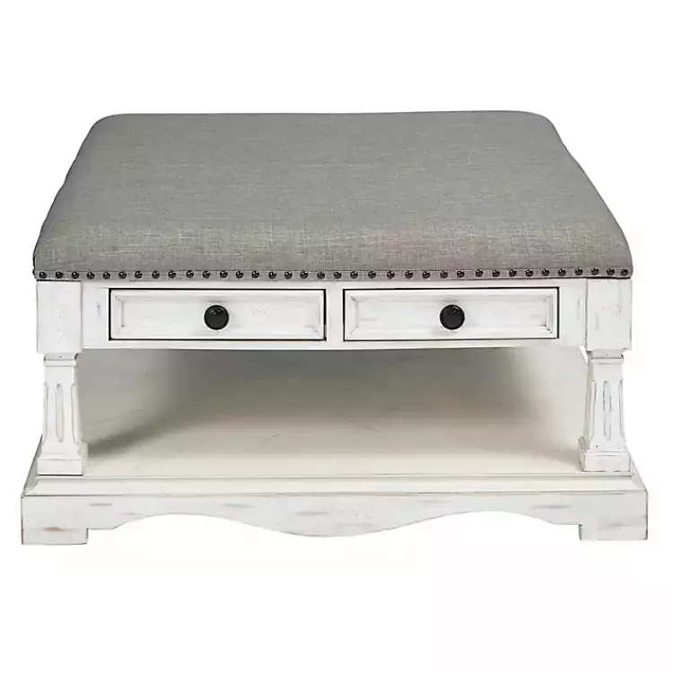 Ivory and Gray Upholstered Square Coffee Table>Kirklands Home Discount