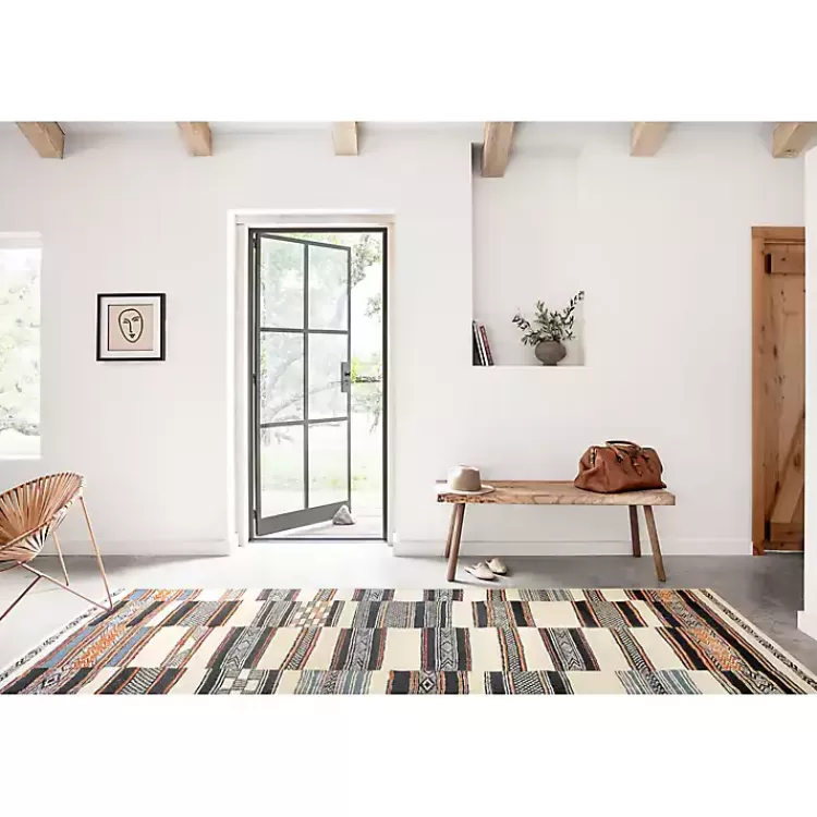 ivory_and_multicolored_tribal_outdoor_rug_x_3.webp Ivory and Multicolored Tribal Outdoor Rug, 6x9>Kirklands Home Store