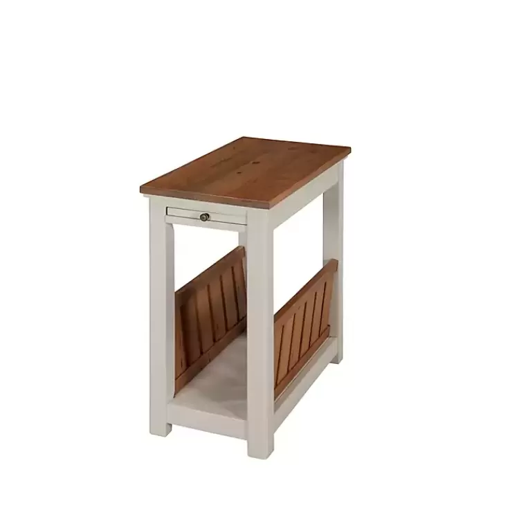 Ivory and Natural Wood Magazine Shelf Accent Table>Kirklands Home Shop