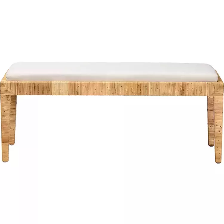 and Natural Woven Rattan Bench>Kirklands Home Store