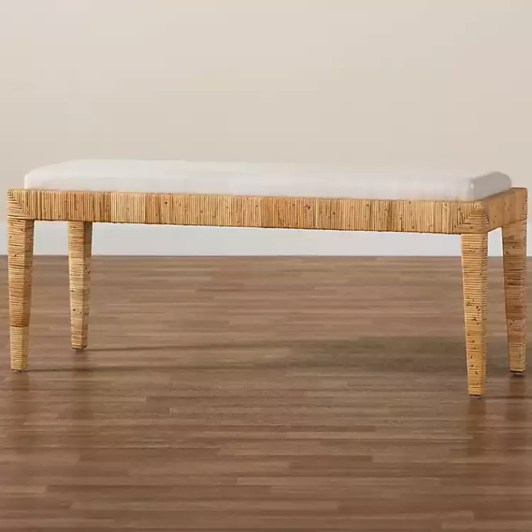 ivory_and_natural_woven_rattan_bench_6.webp and Natural Woven Rattan Bench>Kirklands Home Store