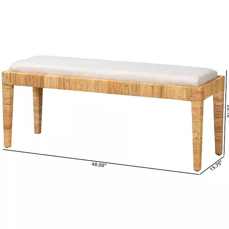 ivory_and_natural_woven_rattan_bench_7.webp and Natural Woven Rattan Bench>Kirklands Home Store