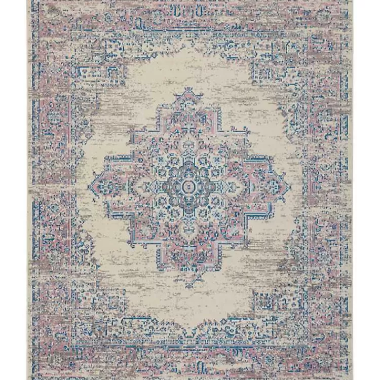 Ivory and Pink Central Medallion Area Rug, 7x9>Kirklands Home Flash Sale