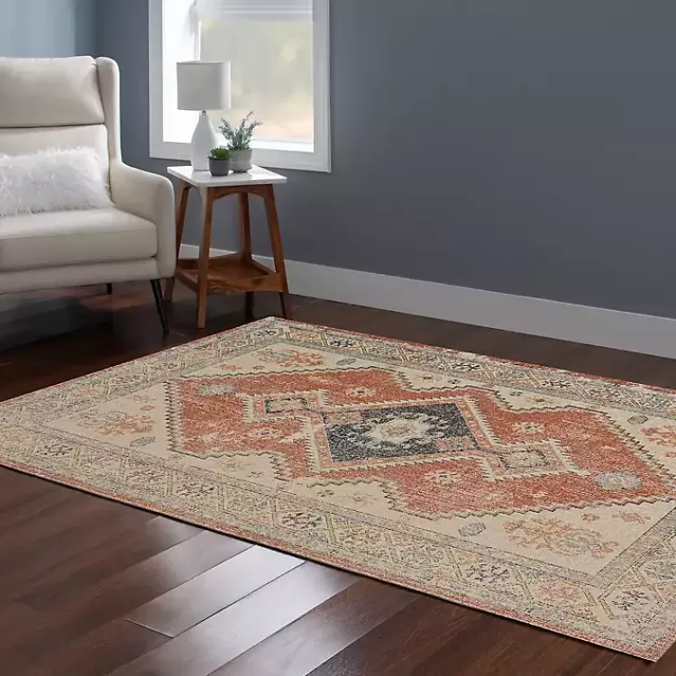 Ivory and Rust Traditional Motif Area Rug, 5x7>Kirklands Home Shop