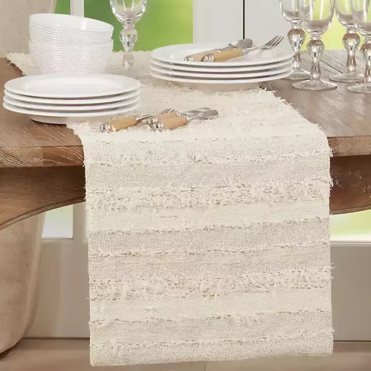 Ivory and Sand Textured Stripe Table Runner>Kirklands Home Fashion