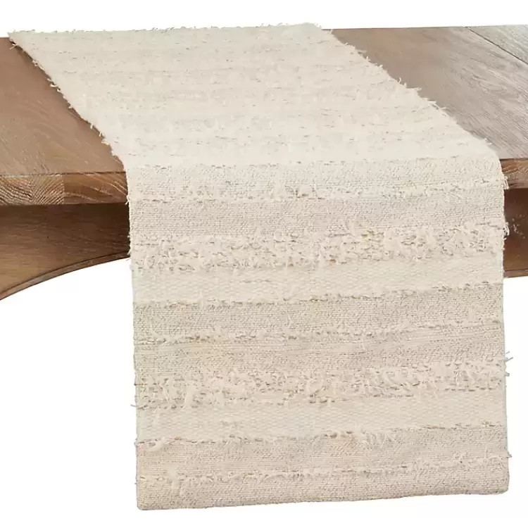Ivory and Sand Textured Stripe Table Runner>Kirklands Home Fashion