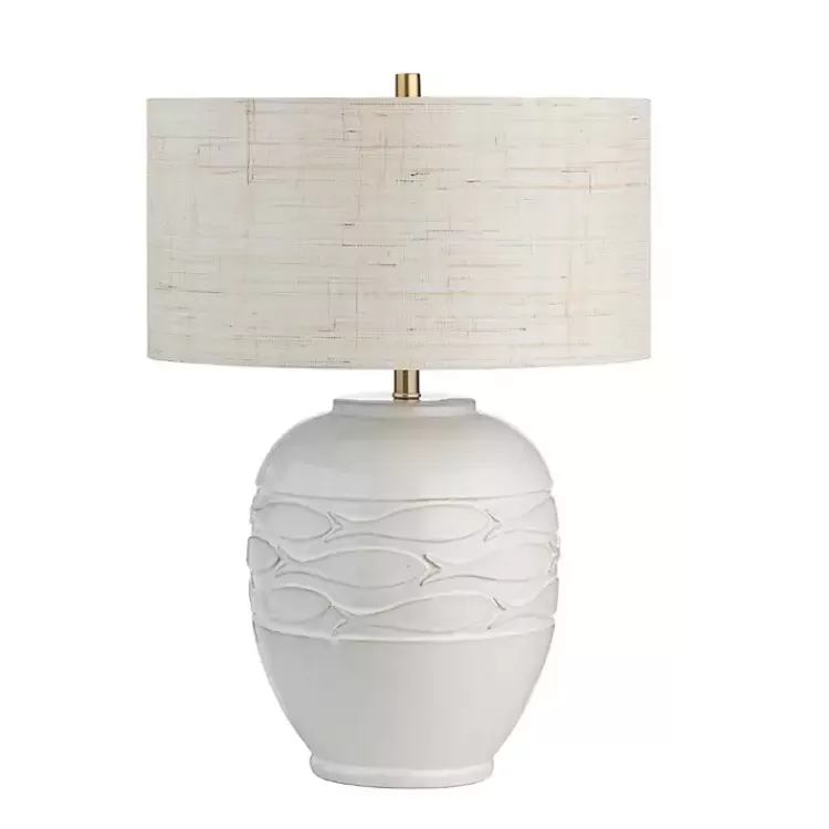 Ivory Carved Fish Ceramic Table Lamp>Kirklands Home Hot