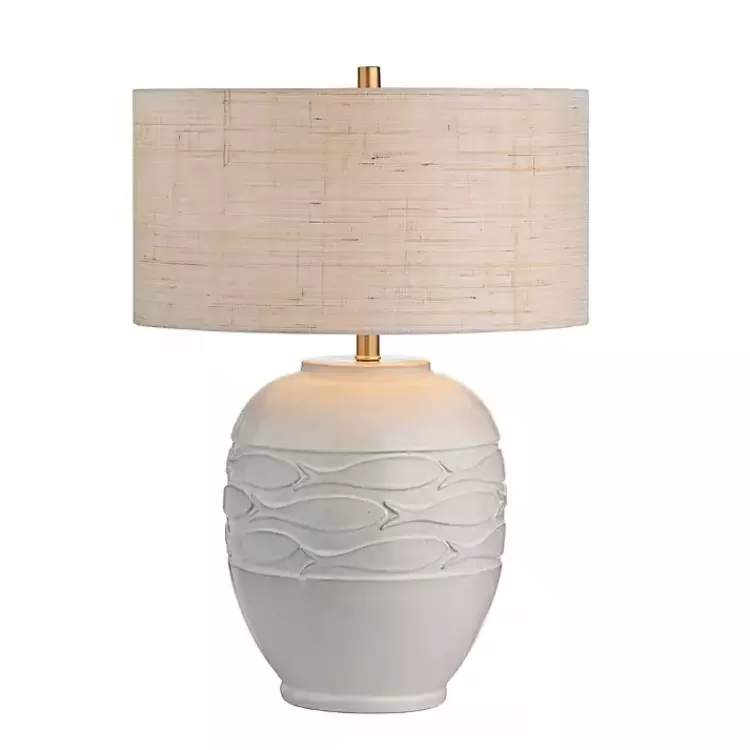 Ivory Carved Fish Ceramic Table Lamp>Kirklands Home Hot