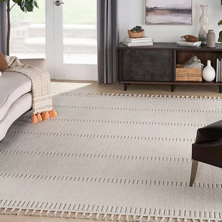 ivory_chevron_diamond_tasseled_area_rug_x_2.webp Chevron Diamond Tasseled Area Rug, 7x10>Kirklands Home Cheap