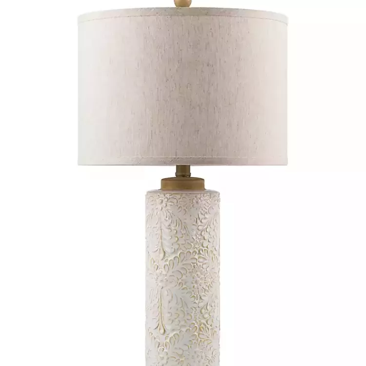 Ivory Embossed Floral Cylinder Table Lamp>Kirklands Home Best
