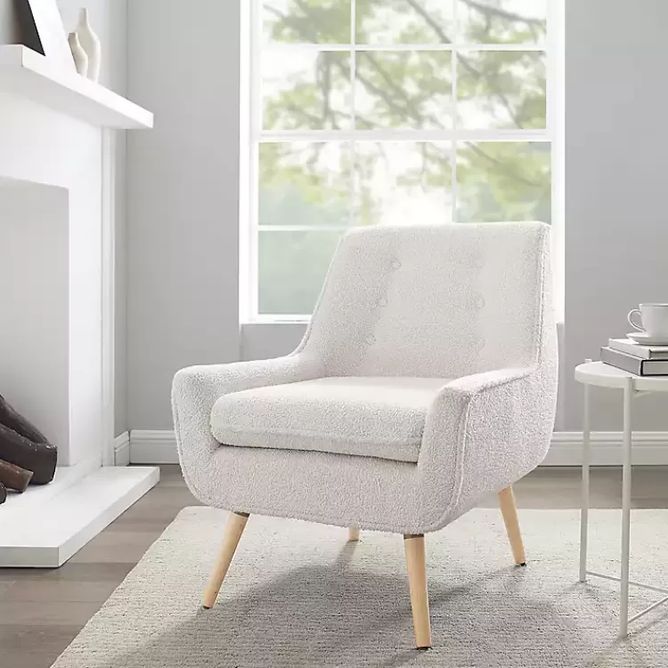 Ivory Faux Sherpa Tufted Accent Chair>Kirklands Home Outlet