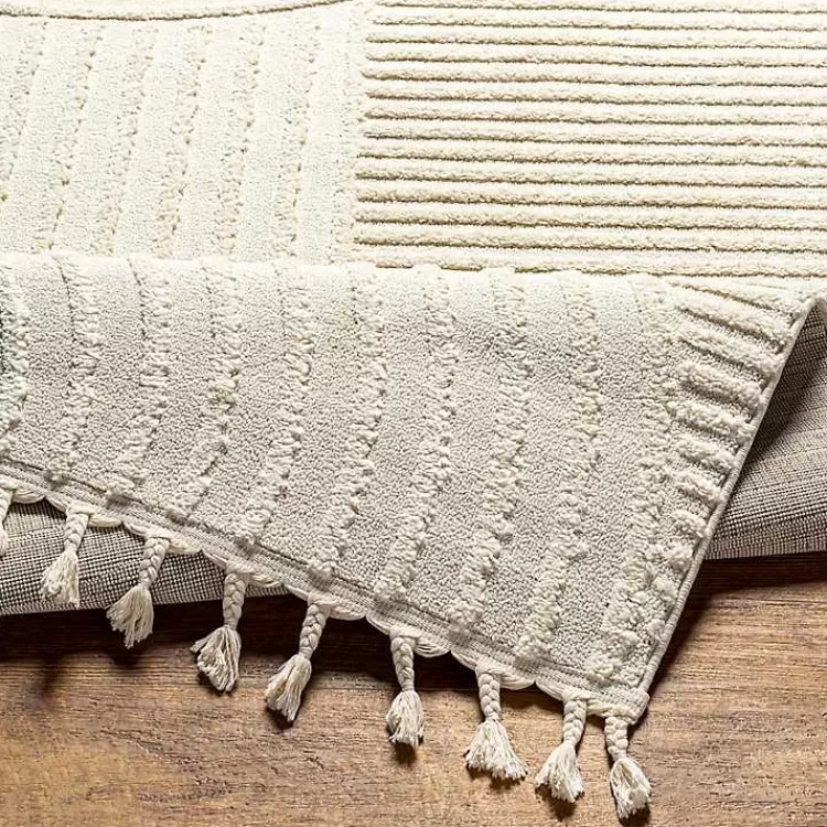 ivory_geometric_lines_tassel_area_rug_x_2-1.webp Geometric Lines Tassel Area Rug, 5x7>Kirklands Home Hot