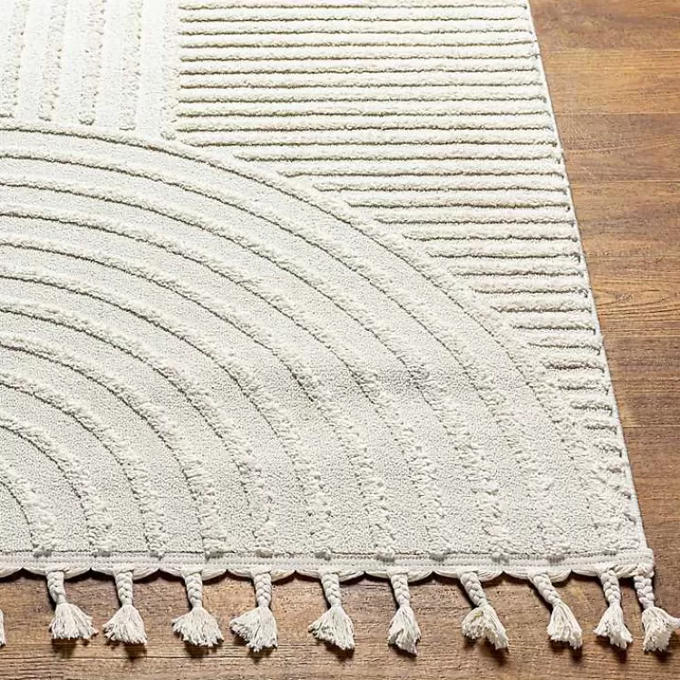 ivory_geometric_lines_tassel_area_rug_x_2.webp Geometric Lines Tassel Area Rug, 6x9>Kirklands Home Sale