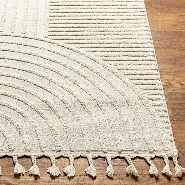 ivory_geometric_lines_tassel_area_rug_x_3-1.webp Geometric Lines Tassel Area Rug, 5x7>Kirklands Home Hot