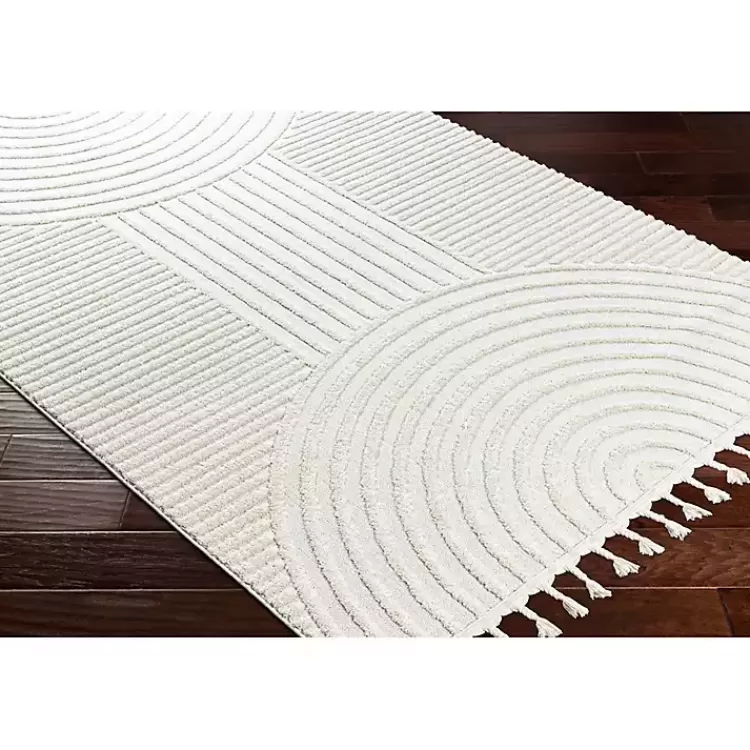 ivory_geometric_lines_tassel_area_rug_x_6.webp Geometric Lines Tassel Area Rug, 6x9>Kirklands Home Sale