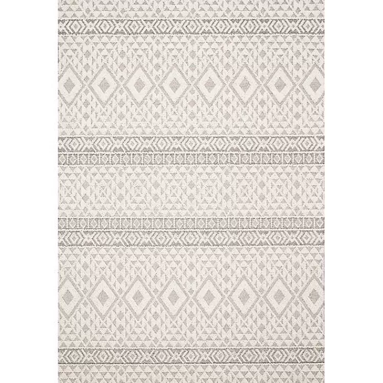 Ivory Geometric Stripes Outdoor Area Rug, 5x7>Kirklands Home Online