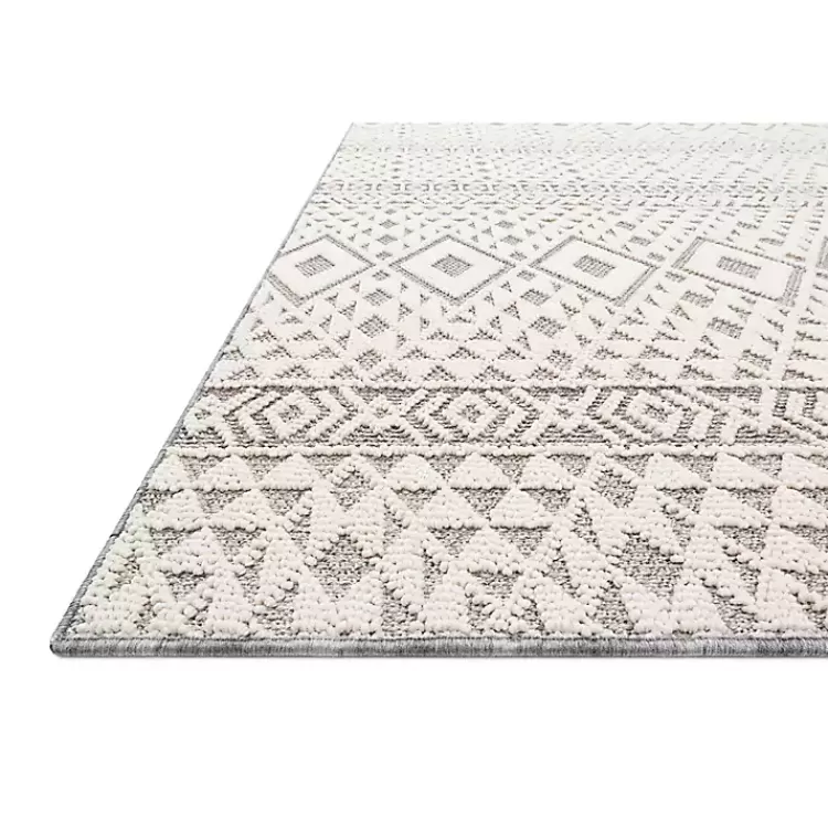 Ivory Geometric Stripes Outdoor Area Rug, 5x7>Kirklands Home Online