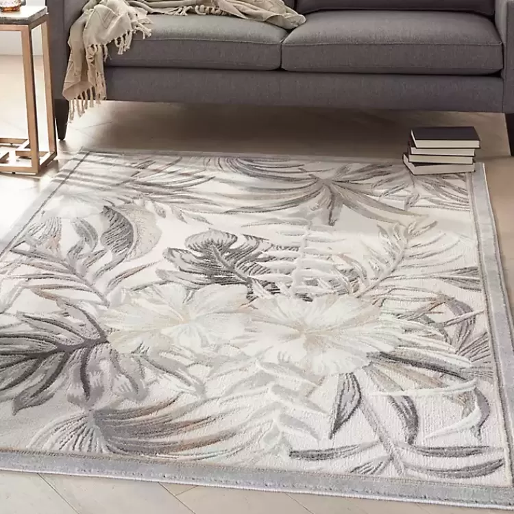 Ivory Grand Leaf Coastal Area Rug, 5x7>Kirklands Home Flash Sale
