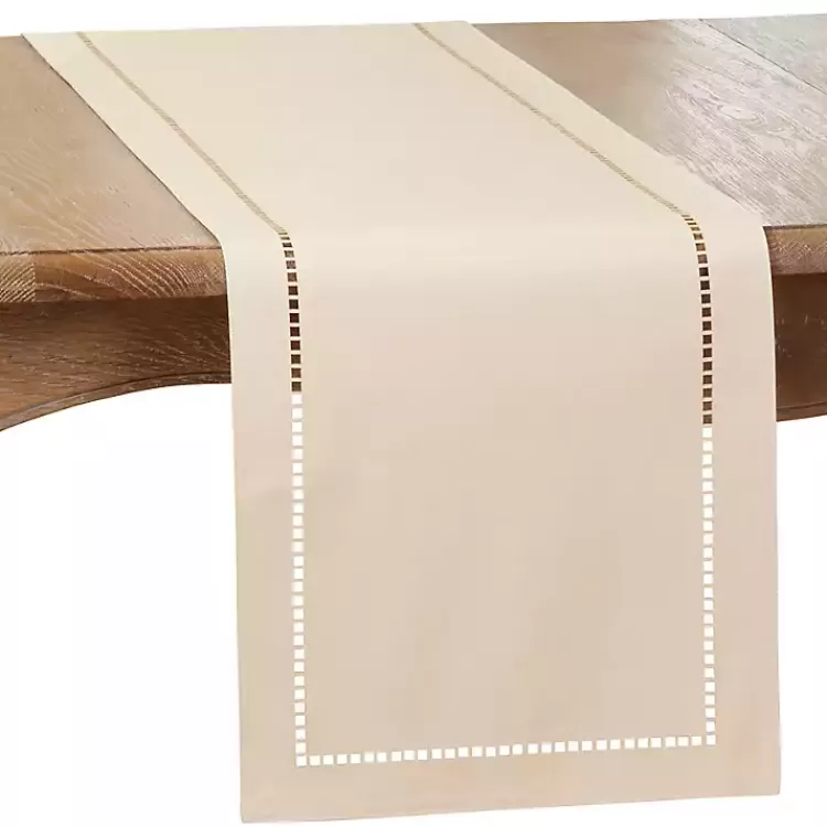 Ivory Hemstitch Border Table Runner>Kirklands Home Hot