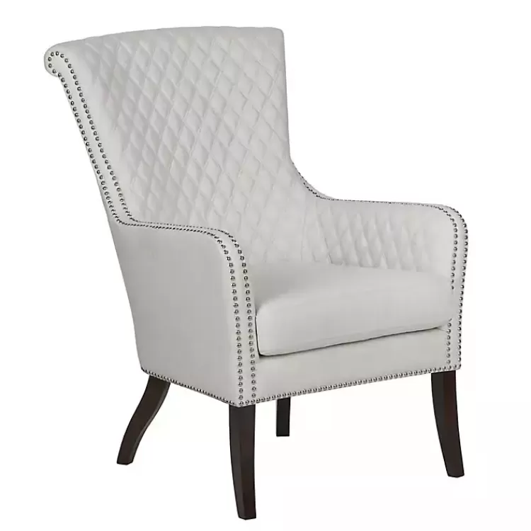 Ivory Lanea Quilted Accent Chair with Silver Studs>Kirklands Home New