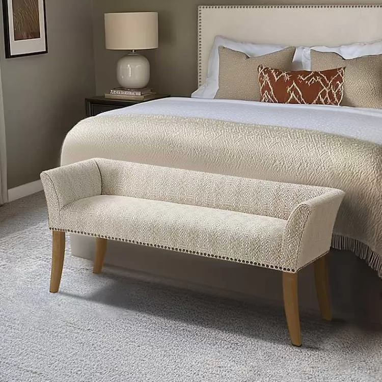 Patterned Short Wingback Upholstered Bench>Kirklands Home Clearance