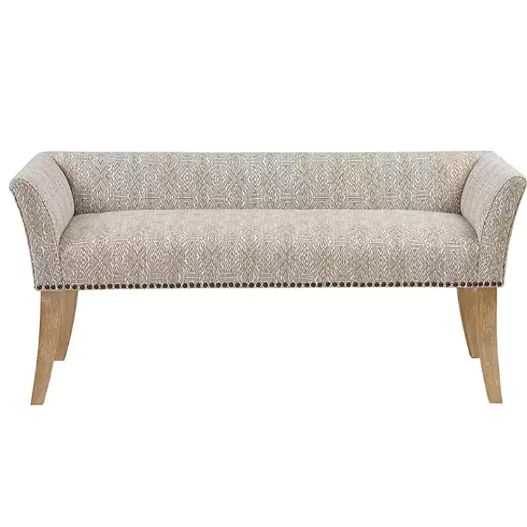 Patterned Short Wingback Upholstered Bench>Kirklands Home Clearance