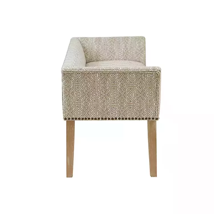 ivory_patterned_short_wingback_upholstered_bench_3.webp Patterned Short Wingback Upholstered Bench>Kirklands Home Clearance