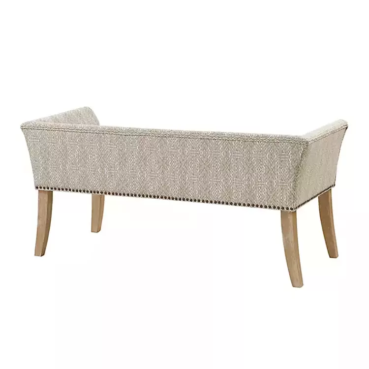 ivory_patterned_short_wingback_upholstered_bench_4.webp Patterned Short Wingback Upholstered Bench>Kirklands Home Clearance
