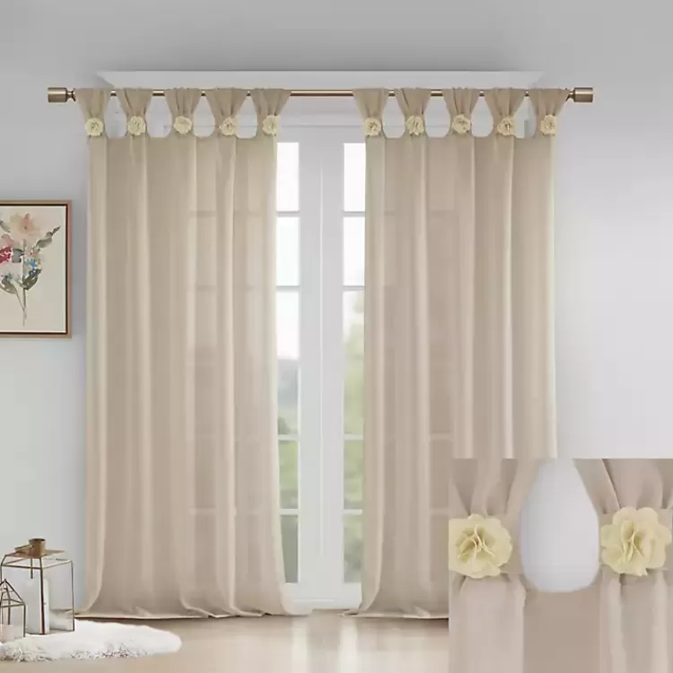 ivory_rosette_tab_top_curtain_panel__in_2-1.webp Rosette Tab Top Curtain Panel, 95 in.>Kirklands Home New