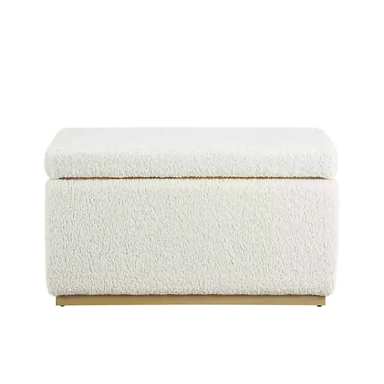Ivory Sherpa & Pine Rectangle Storage Ottoman>Kirklands Home Store