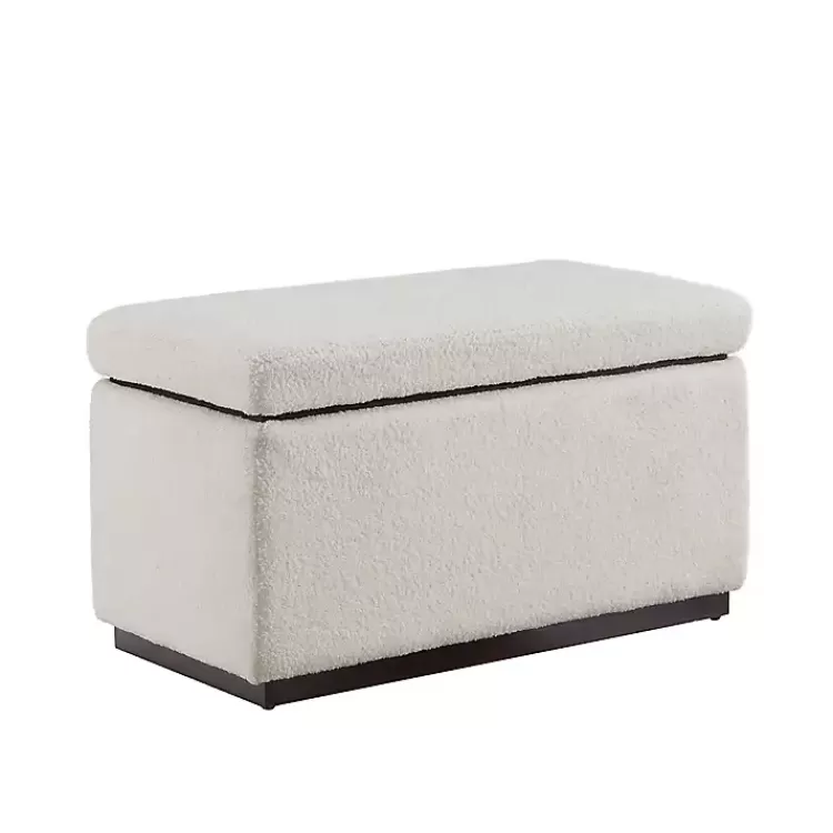 Ivory Sherpa & Walnut Rectangle Storage Ottoman>Kirklands Home Online