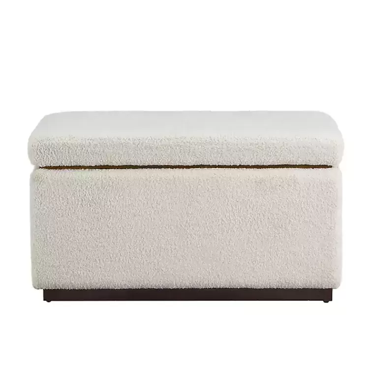 Ivory Sherpa & Walnut Rectangle Storage Ottoman>Kirklands Home Online