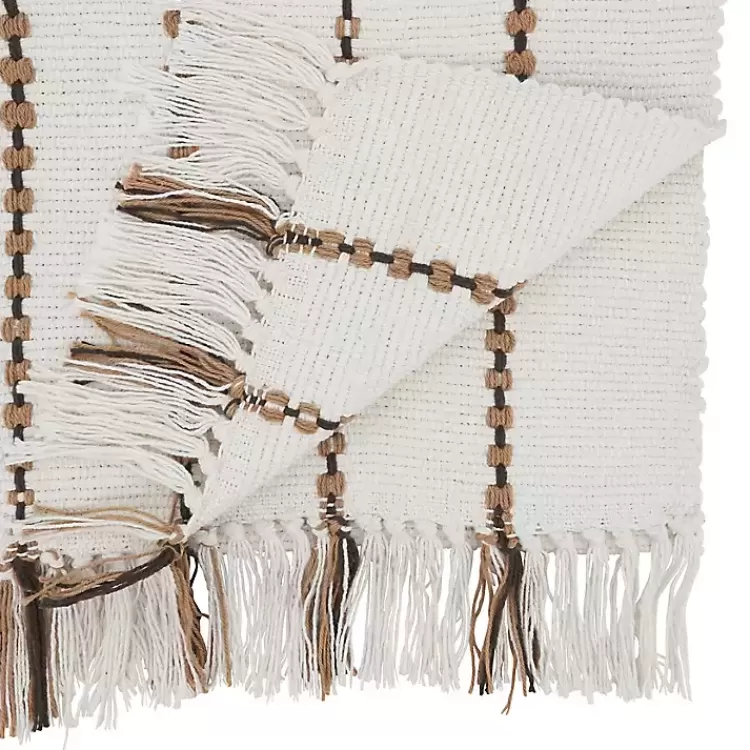 Ivory Striped Fringe Table Runner>Kirklands Home Cheap