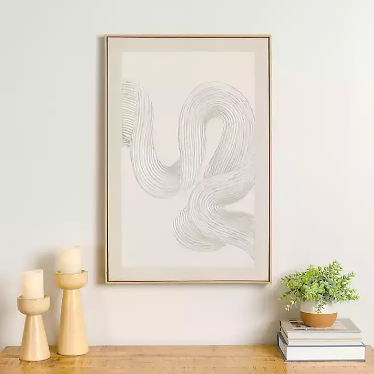 Ivory Swirls Framed Canvas Art Print>Kirklands Home Clearance