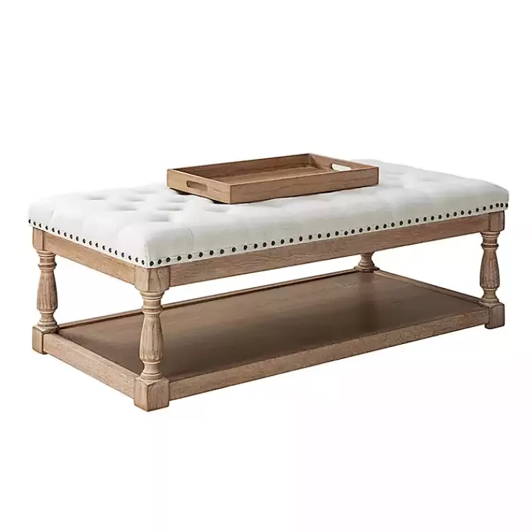 Tufted Rectangle Wood Ottoman>Kirklands Home Shop
