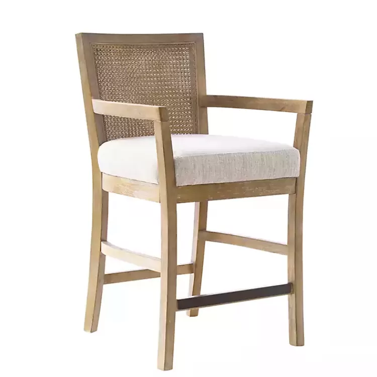 Upholstered Cane Backrest Counter Stool>Kirklands Home Online
