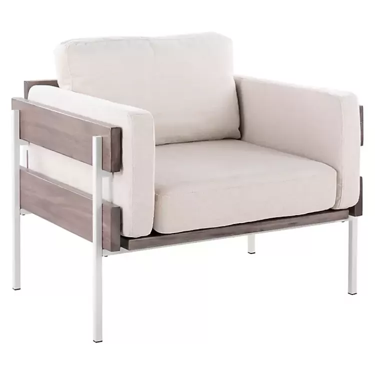 Ivory Upholstered Wood Accent Chair>Kirklands Home Outlet