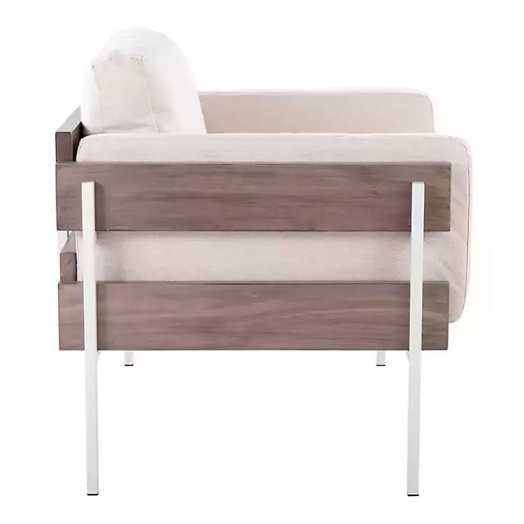 Ivory Upholstered Wood Accent Chair>Kirklands Home Outlet