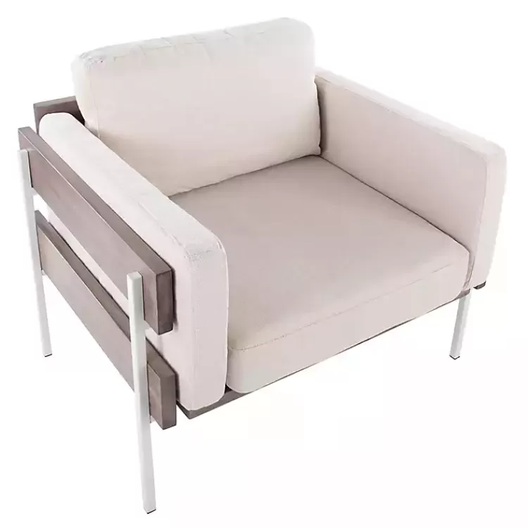 ivory_upholstered_gray_wood_accent_chair_4.webp Ivory Upholstered Wood Accent Chair>Kirklands Home Outlet