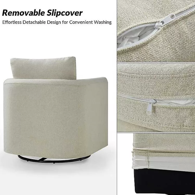 ivory_upholstered_vasser_slipcover_swivel_chair_5.webp Upholstered Vasser Slipcover Swivel Chair>Kirklands Home Clearance