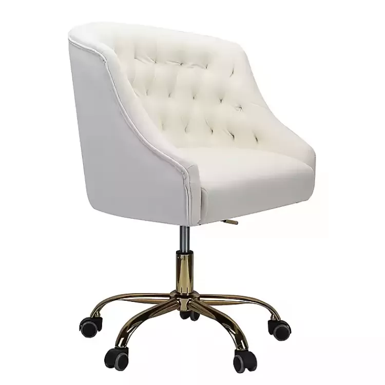 Velvet Tufted Golden Leg Swivel Office Chair>Kirklands Home Discount