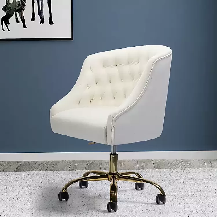 ivory_velvet_tufted_golden_leg_swivel_office_chair_3.webp Velvet Tufted Golden Leg Swivel Office Chair>Kirklands Home Discount