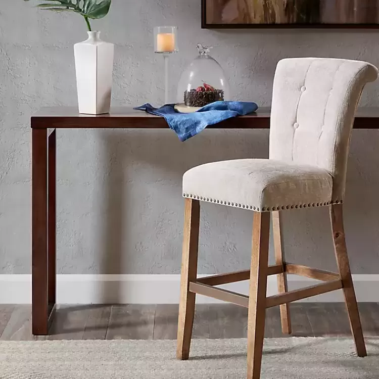 Ivory Wesley Tufted Bar Stool with Nailhead Trim>Kirklands Home Sale