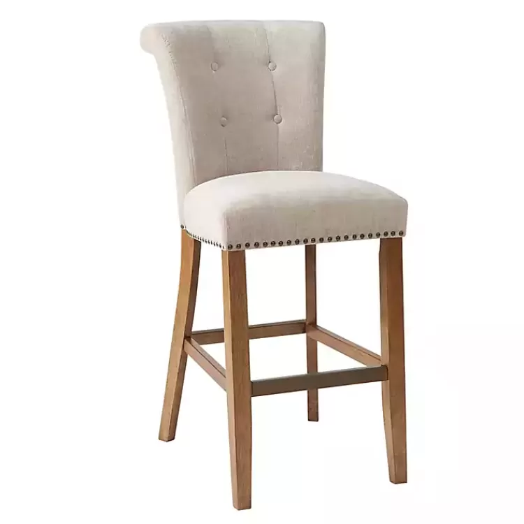 Ivory Wesley Tufted Bar Stool with Nailhead Trim>Kirklands Home Sale